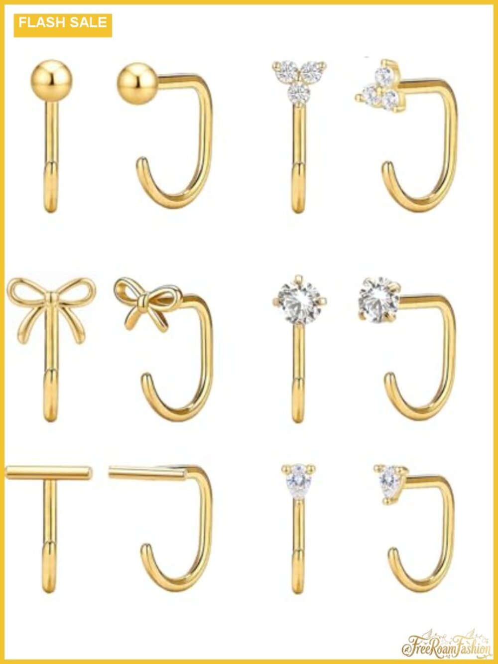 6 Pairs Hypoallergenic Gold Hoop Earrings for Women, Backless Huggie Earrings